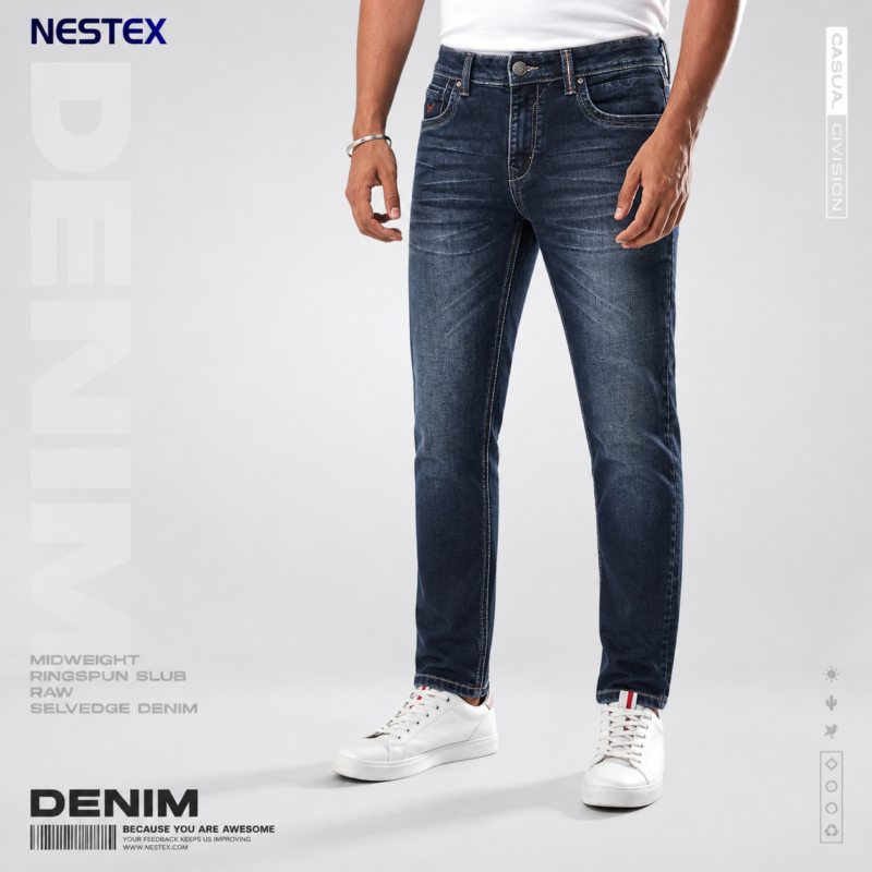 King Fisher Savlon 3D China knit denim Jeans indigo Black Blue by Nestex ND56